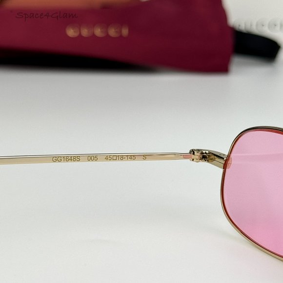 BRAND NEW Gucci GG1648S 005 Gold Pink Unisex Rectangle Sunglasses GG 1648S main image 9